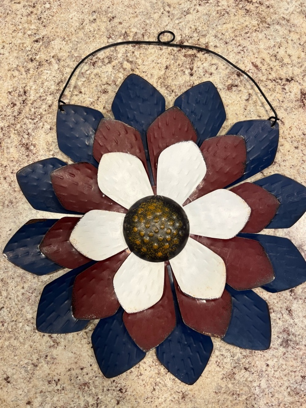 Brand New-TrueLiving Distressed Patriotic Floral Metal Sign